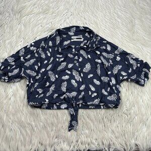 Urban Outfitters Women's Floral Button Front Crop Top